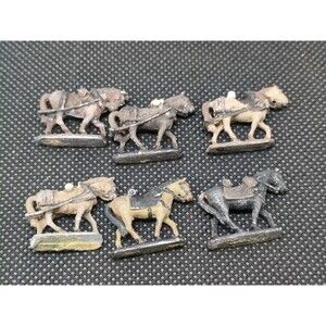(6) Painted Horse With Saddle Metal Miniatures